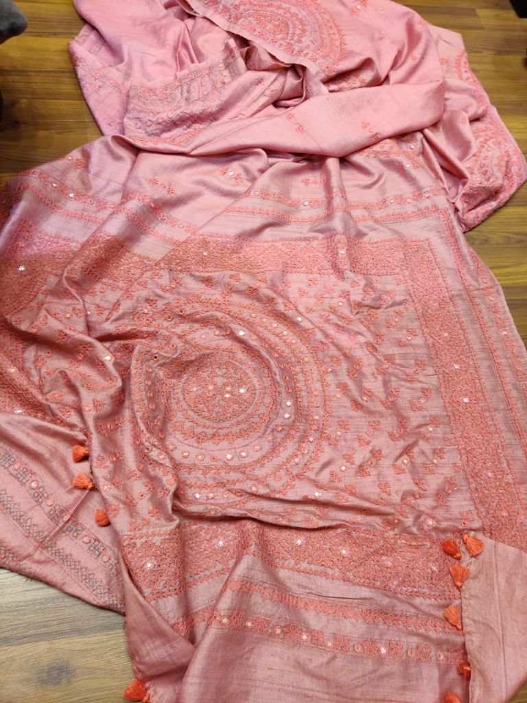 Gujrati Handwork on Tussar Silk