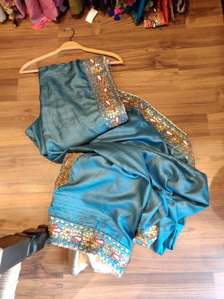 Gota Patti Hand Work on Tussar Silk